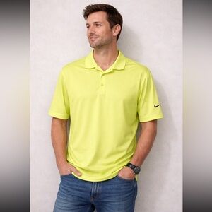 Nike Golf Dri-Fit Collared Shirt highlighter yellow color